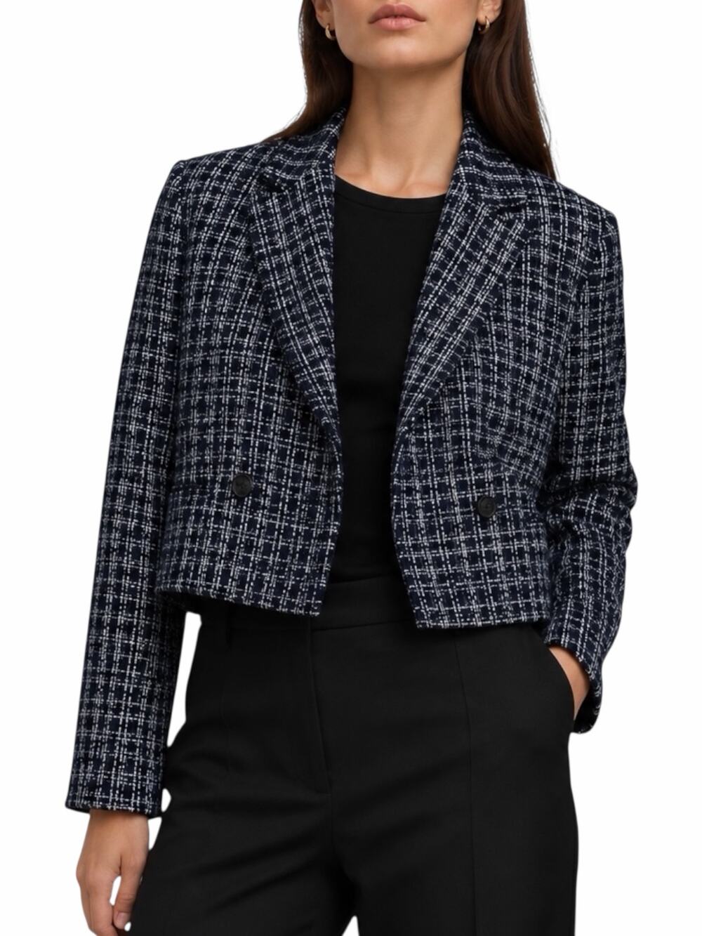 Rag & Bone Elvy Tweed Double Breasted Blazer Jacket Navy Size 12